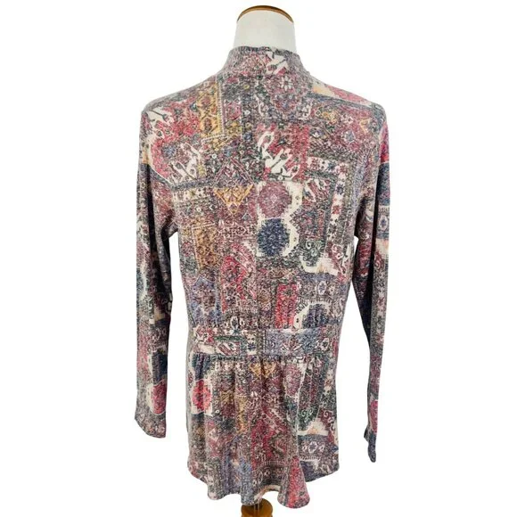 Anthropologie Open Front Multicolored Knit Cardigan | Boho Cottagecore Artsy L - Picture 7 of 16